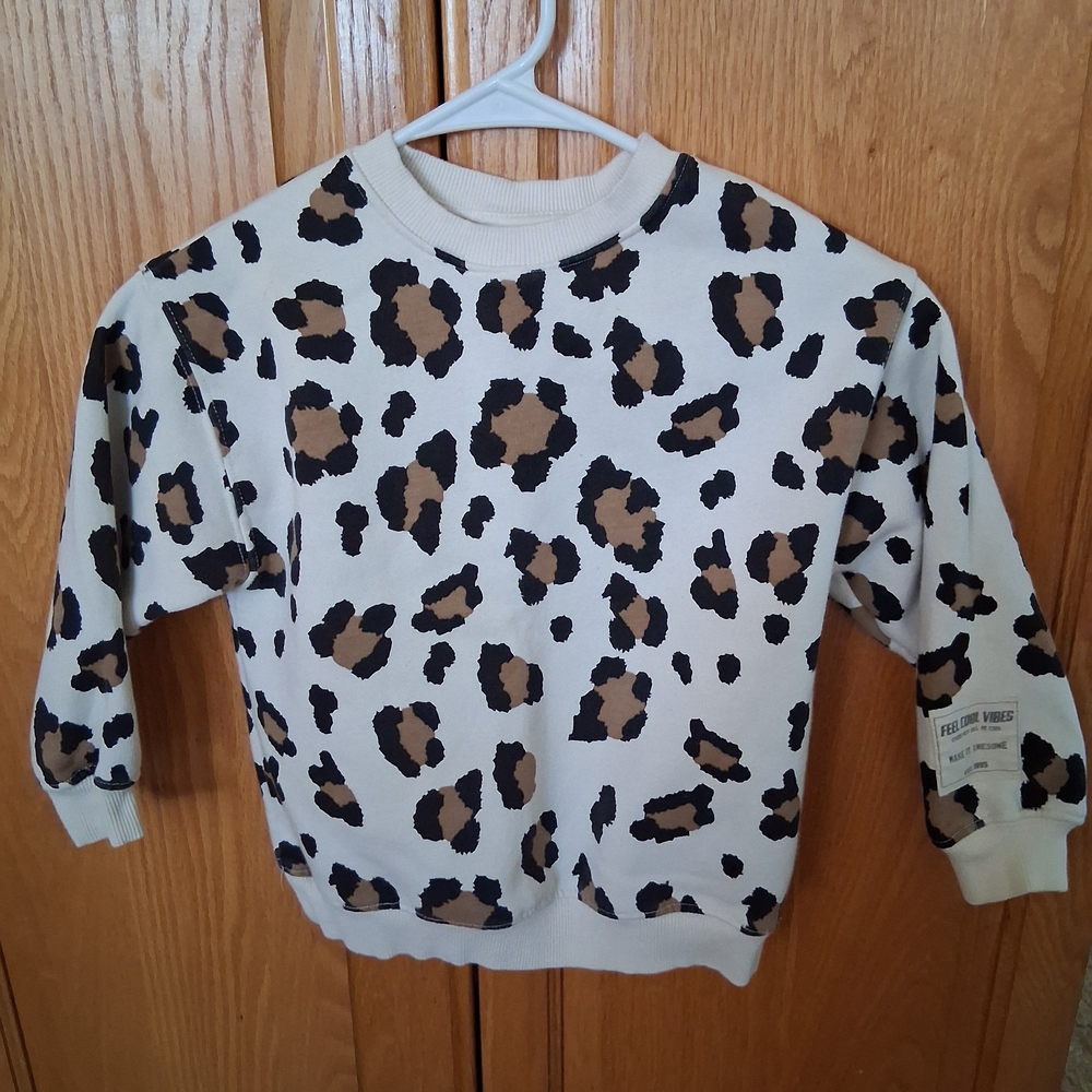 Kids Leopard Print Sweatshirt - Black and Brown